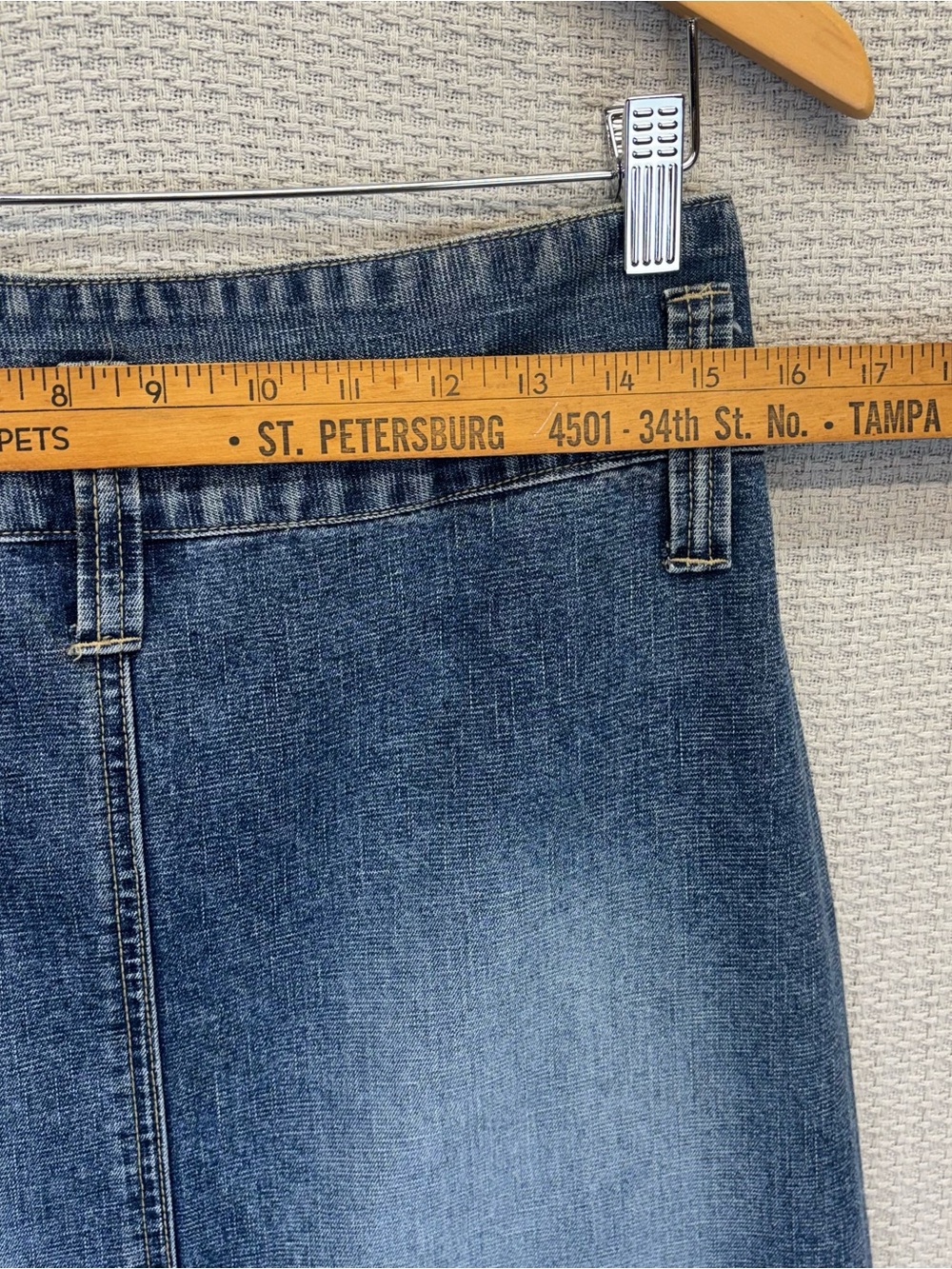 Squeeze Stephen Hardy Skirt 7/8 Blue Denim Long Maxi Button Fly Side Slit Y2K - Picture 7 of 8